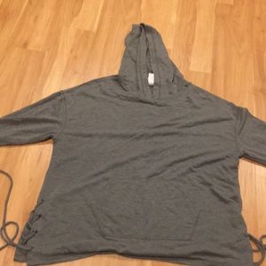 Olive Green hoodie with lace up side.